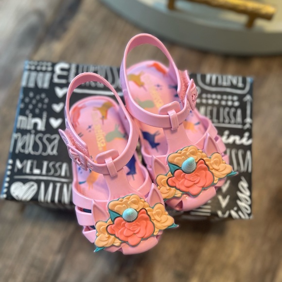 Mini Melissa Aranha + Fabula B Unicorn Horn Sandals Toddler Girls Size 6 Velcro - Picture 2 of 8